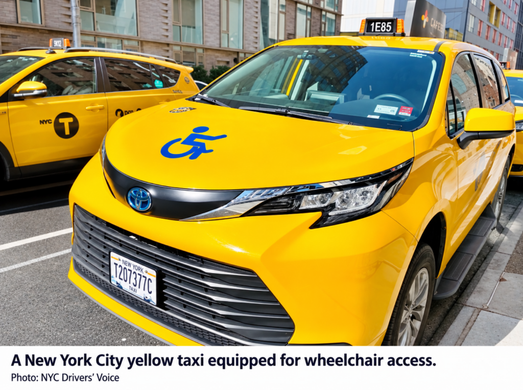Wheelchair accessible yellow taxi in New York City
